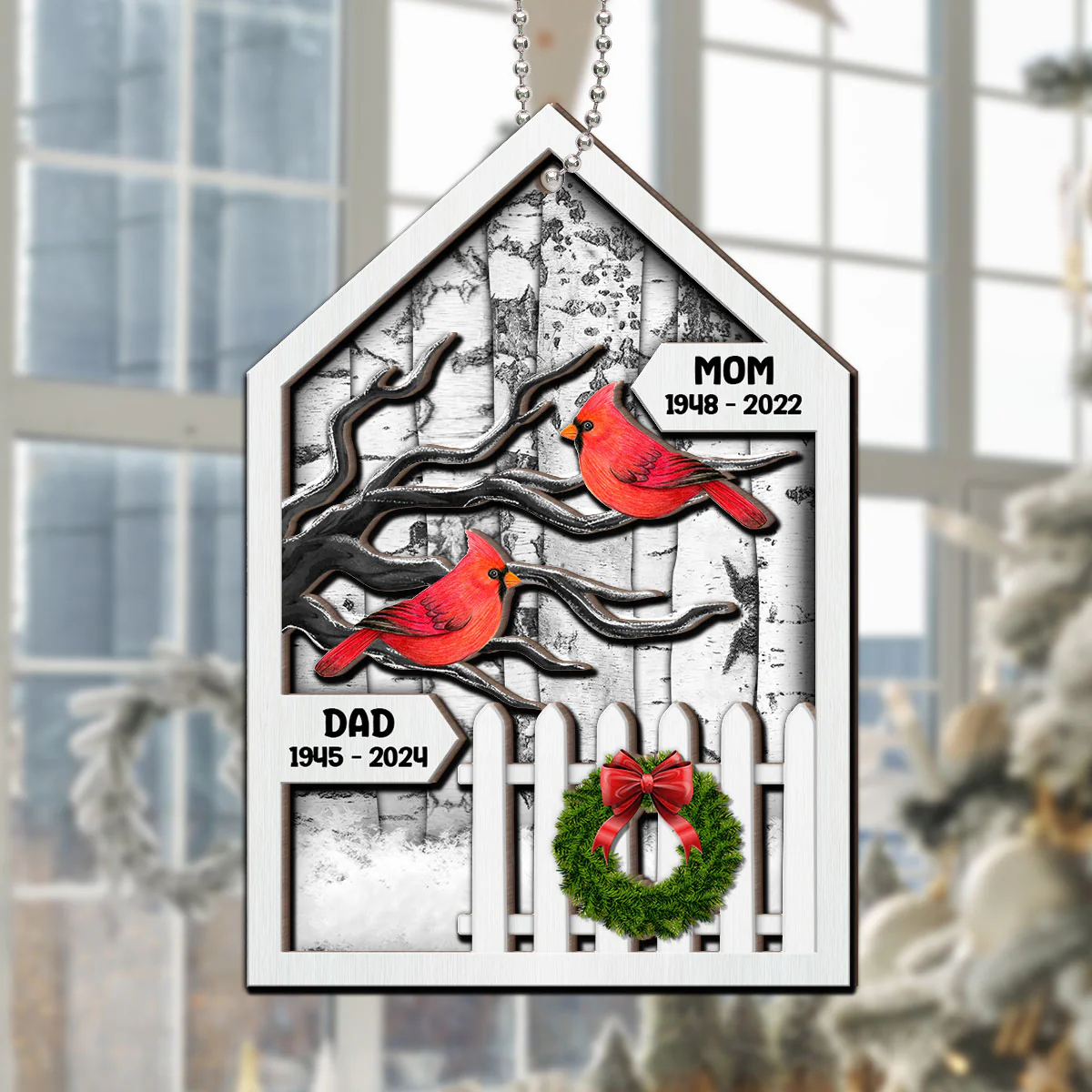 Birch Tree Memorial Christmas Personalized 2-Layer Wooden Ornament, Christmas Decoration - Image 7