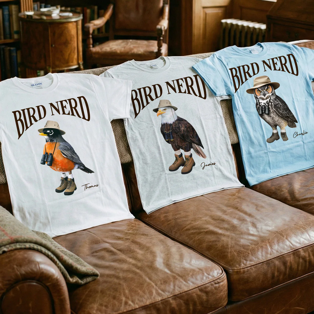 Bird Nerd Custom Name Funny - Personalized Shirt - Gift for Bird Lover, Birdwatcher, Bird Watching Gifts - Image 4