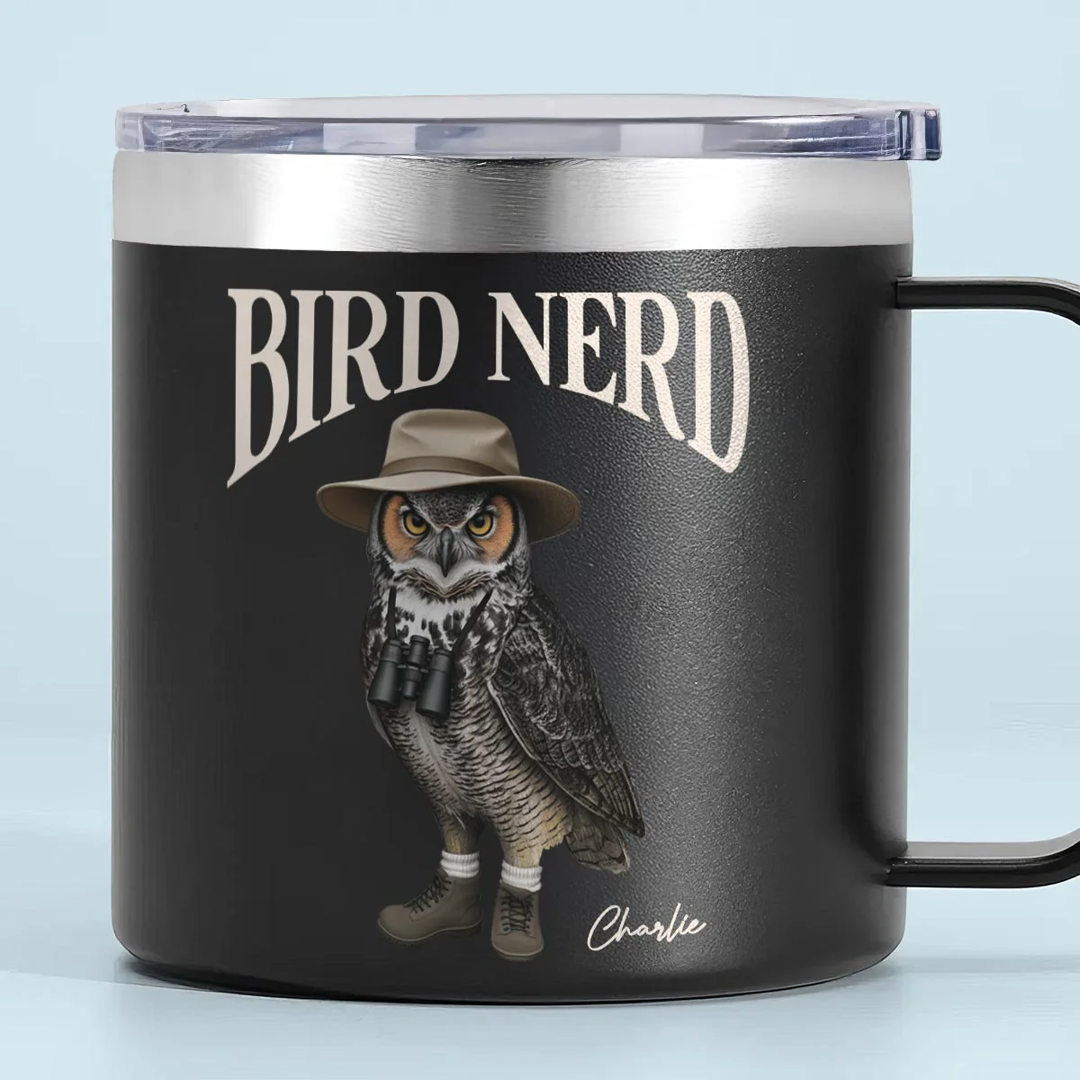 Bird Nerd Funny Bird Watcher, Bird Twitcher Gift for Bird Lover Personalized Stainless Steel Tumbler With Handle