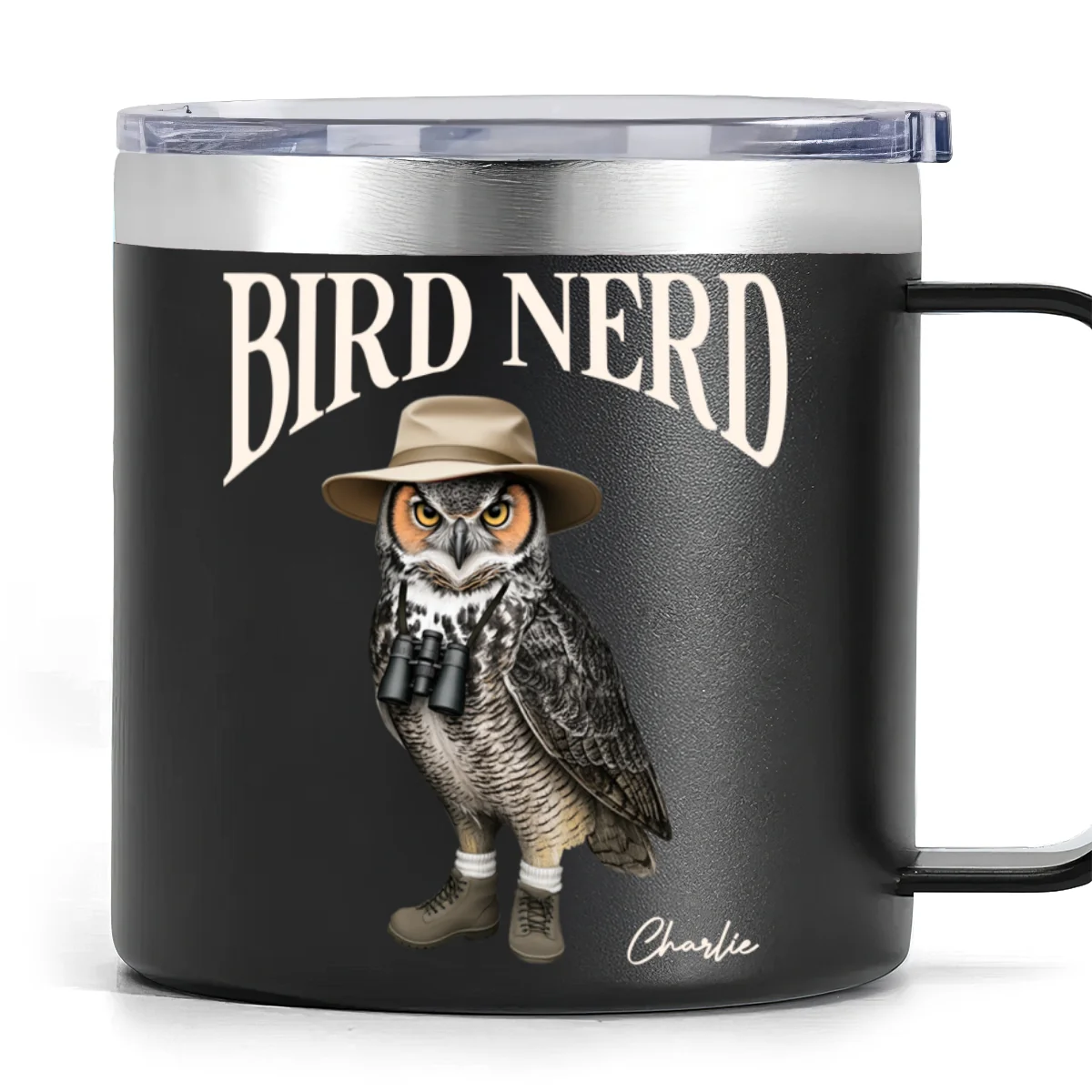 Bird Nerd Funny Bird Watcher, Bird Twitcher Gift for Bird Lover Personalized Stainless Steel Tumbler With Handle - Image 7