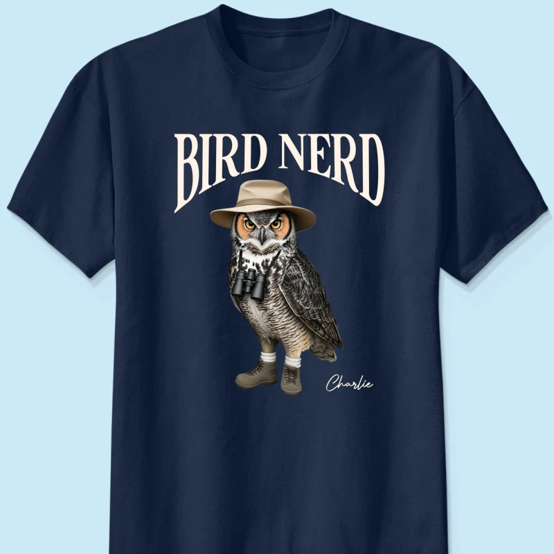Bird Nerd Funny Bird Watcher Shirt, Twitcher Shirt, Gift for Bird Lover Personalized Dark Color Shirt - Image 11