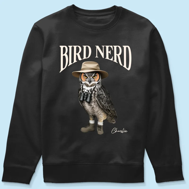 Bird Nerd Funny Bird Watcher Shirt, Twitcher Shirt, Gift for Bird Lover Personalized Dark Color Shirt - Image 21