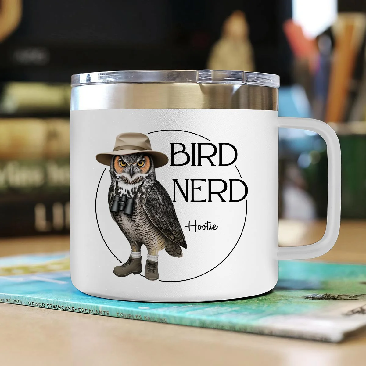 Bird Nerd Funny Gift For Bird Watcher Bird Twitcher Bird Lover Personalized Stainless Steel Tumbler With Handle - Image 6