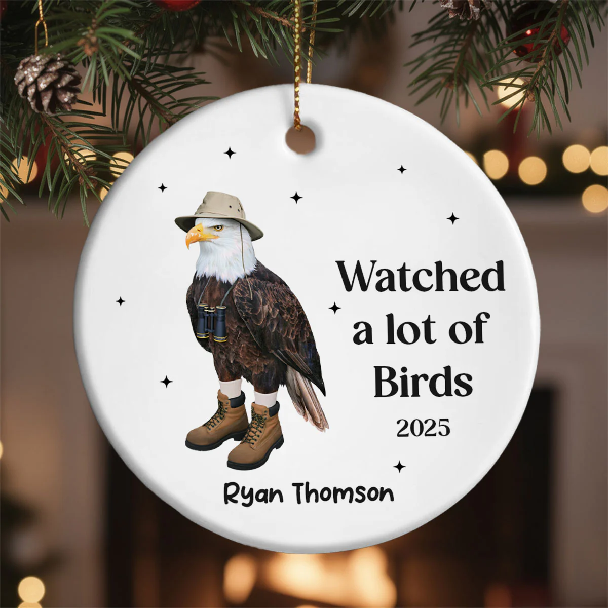 Bird Nerd Watched A Lot Of Birds - Personalized Ceramic Ornament - Gift for Bird Lover, Bird Watcher, Twitcher - Image 2