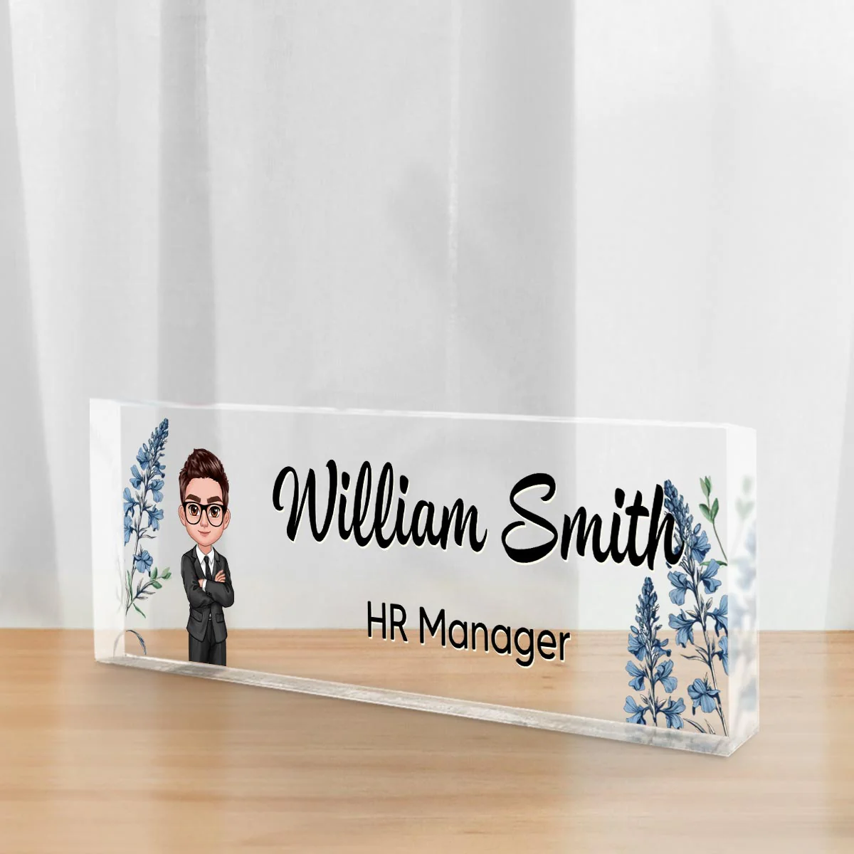 Birth Month Flower Office Personalized Acrylic Desk Name Plate, Office Desk Decor, Gift For Colleagues, Coworkers, Boss - Image 5