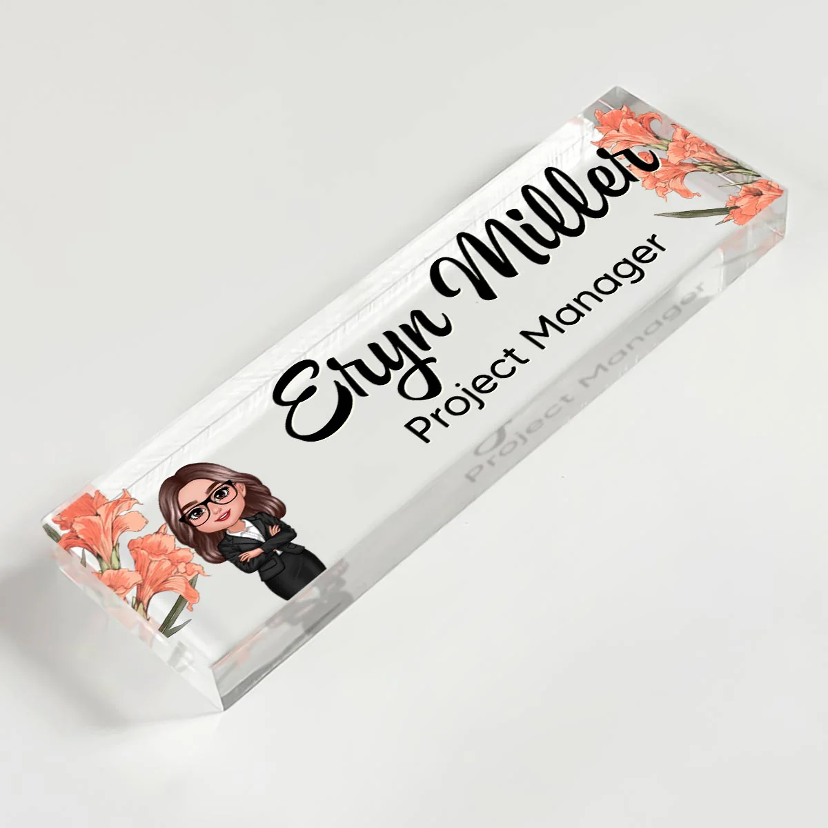Birth Month Flower Office Personalized Acrylic Desk Name Plate, Office Desk Decor, Gift For Colleagues, Coworkers, Boss - Image 6