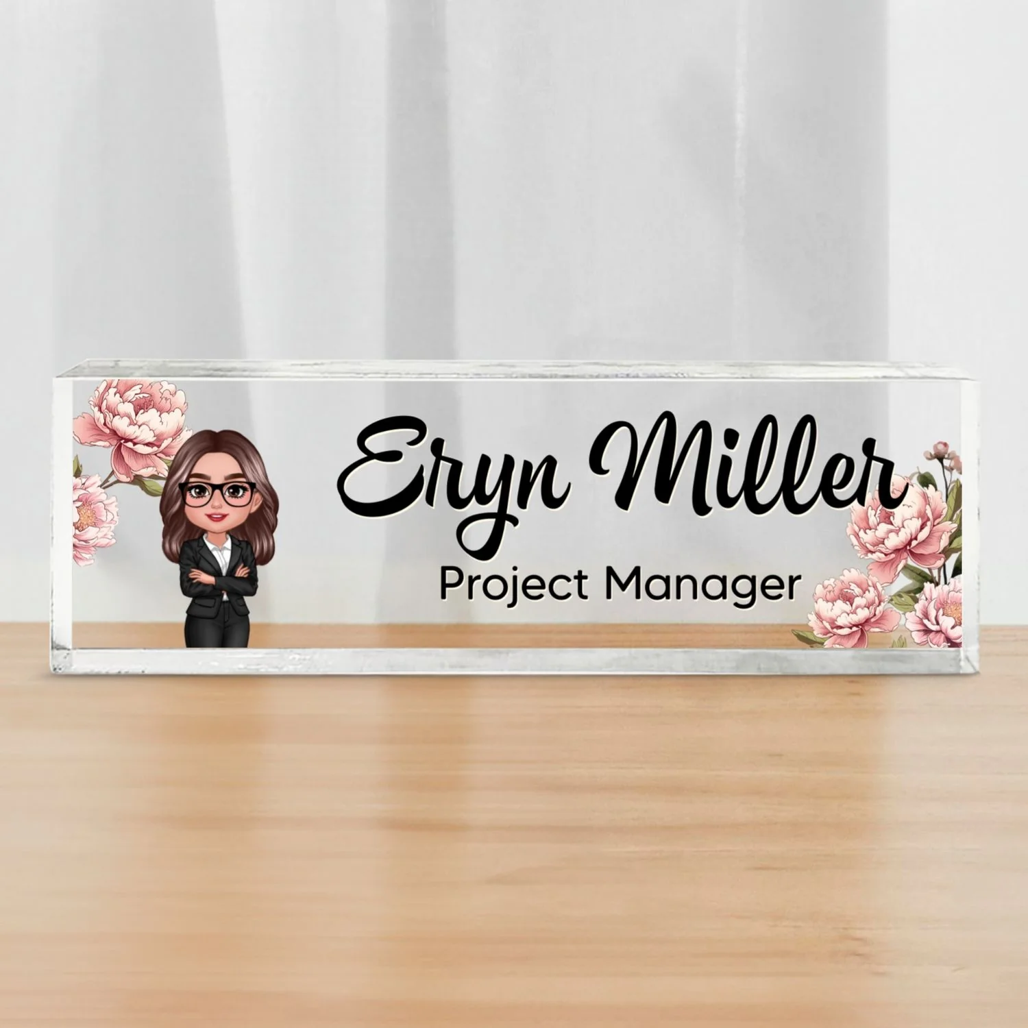 Birth Month Flower Office Personalized Acrylic Desk Name Plate, Office Desk Decor, Gift For Colleagues, Coworkers, Boss - Image 8