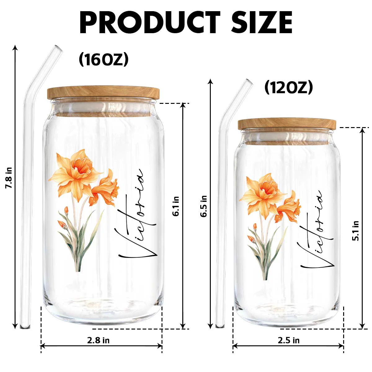 Birth Flower With Name Birthday Gift for Best Friend Birthday Gift For Mom Grandma Daughter Granddaughter Pampering Gift Personalized Clear Glass Can - Image 6