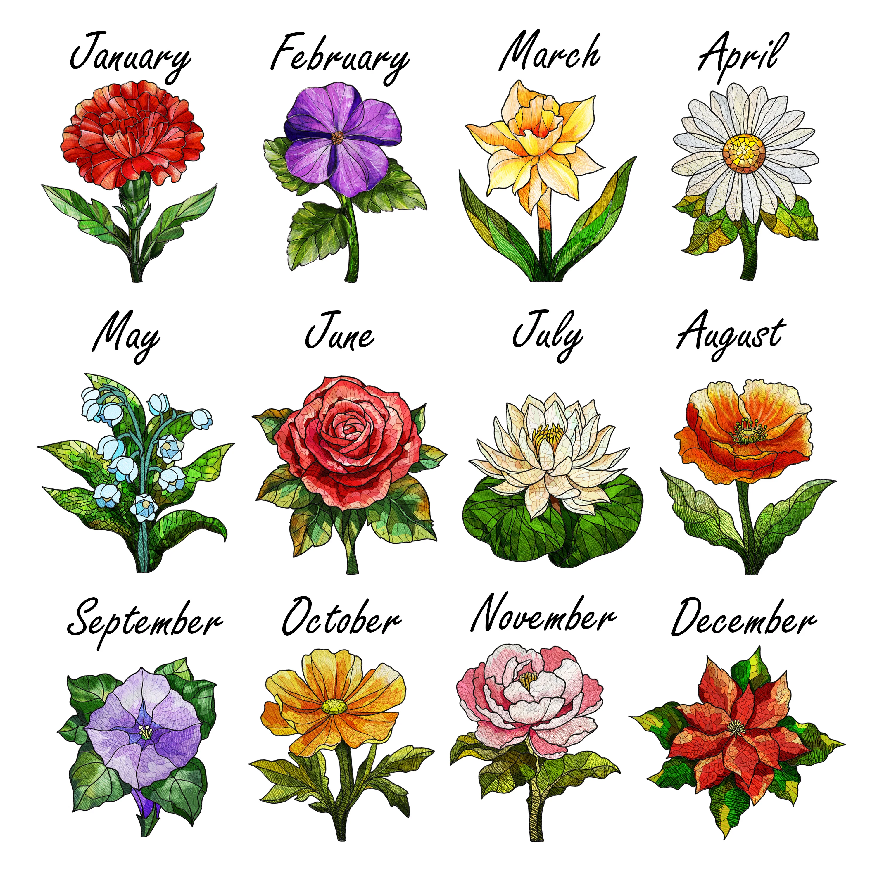 Birth Flower With Name Suncatcher Ornament, Birth Month Flower Acrylic Window Hanging, Birth Flower Memorial Gift, Mothers Day Gift For Mom - Image 3