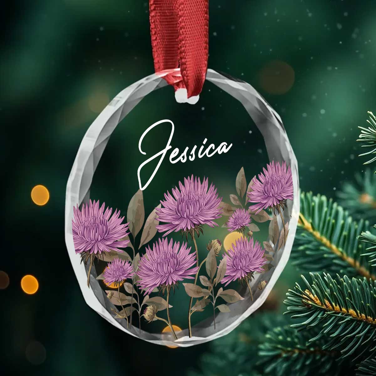 Birth Month Flower Best Friend Name Personalized Glass Ornament, Birthday Christmas Wedding Gift For Best Friends - Image 3