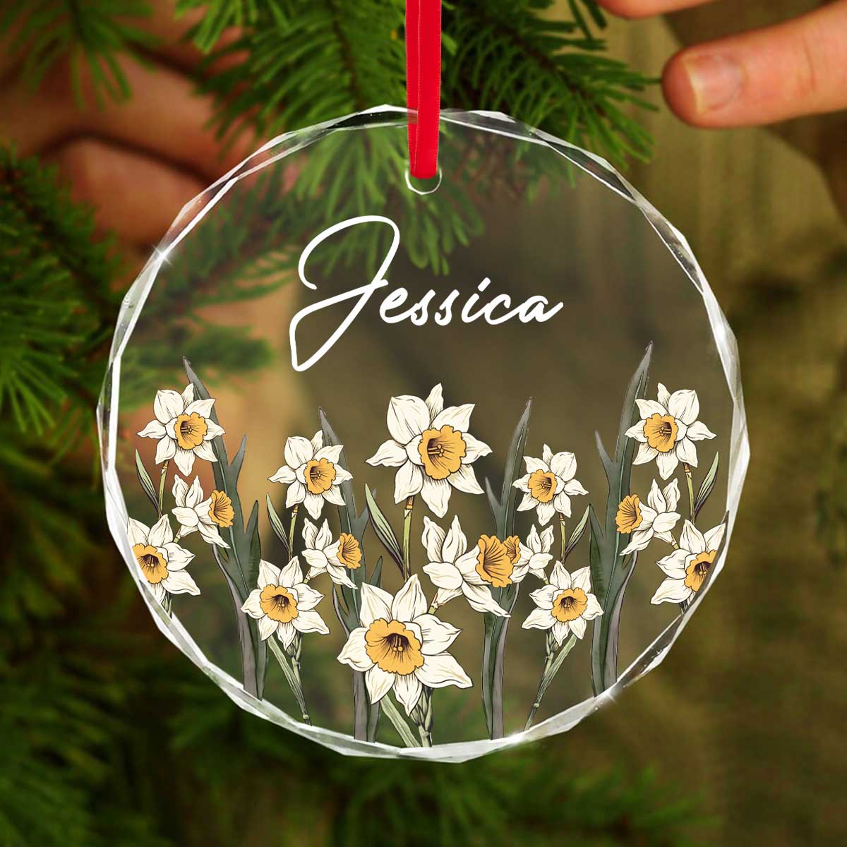 Birth Month Flower Best Friend Name Personalized Glass Ornament, Birthday Christmas Wedding Gift For Best Friends - Image 4