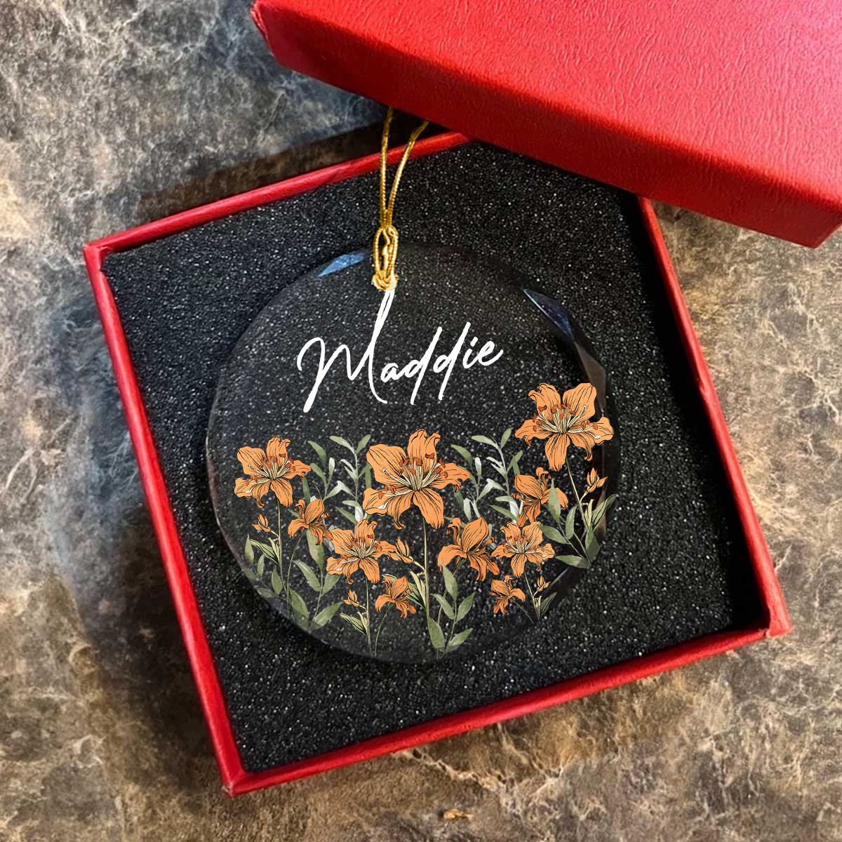 Birth Month Flower Best Friend Name Personalized Glass Ornament, Birthday Christmas Wedding Gift For Best Friends - Image 5