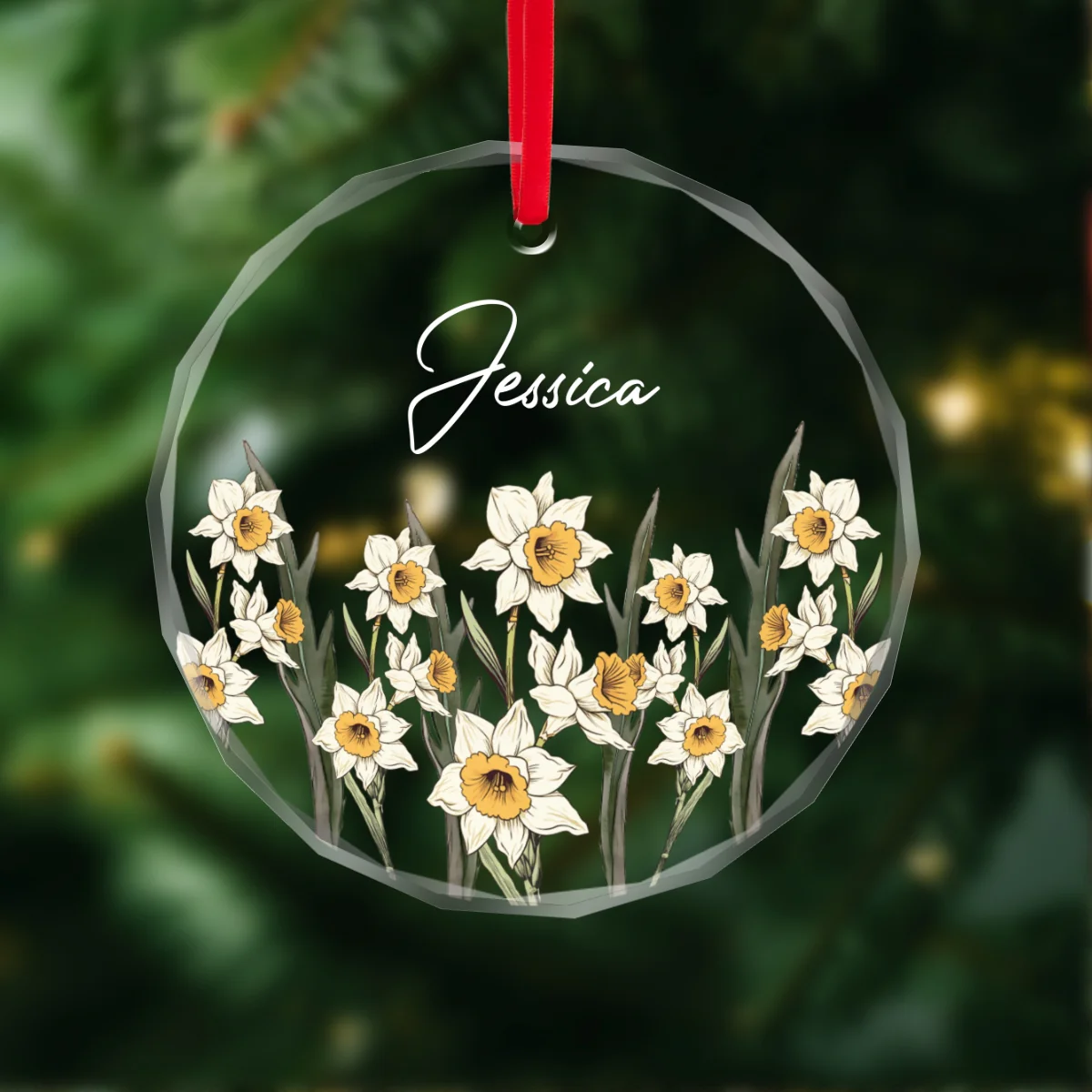 Birth Month Flower Best Friend Name Personalized Glass Ornament, Birthday Christmas Wedding Gift For Best Friends - Image 8