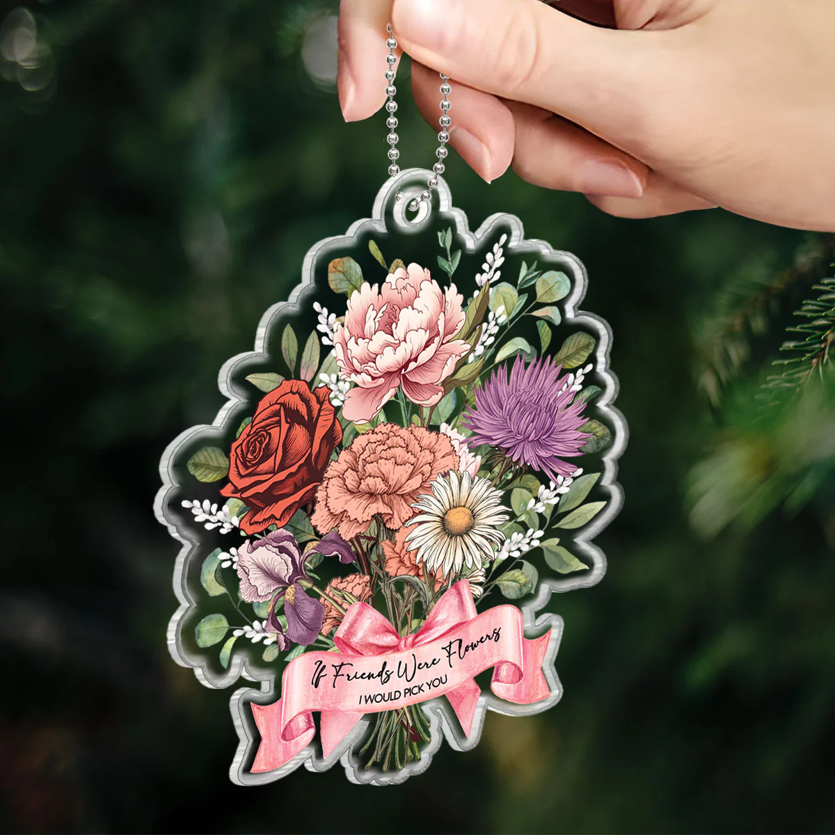 Birth Month Flower Bouquet Family Besties Personalized Acrylic Ornament, Christmas Decor - Image 3