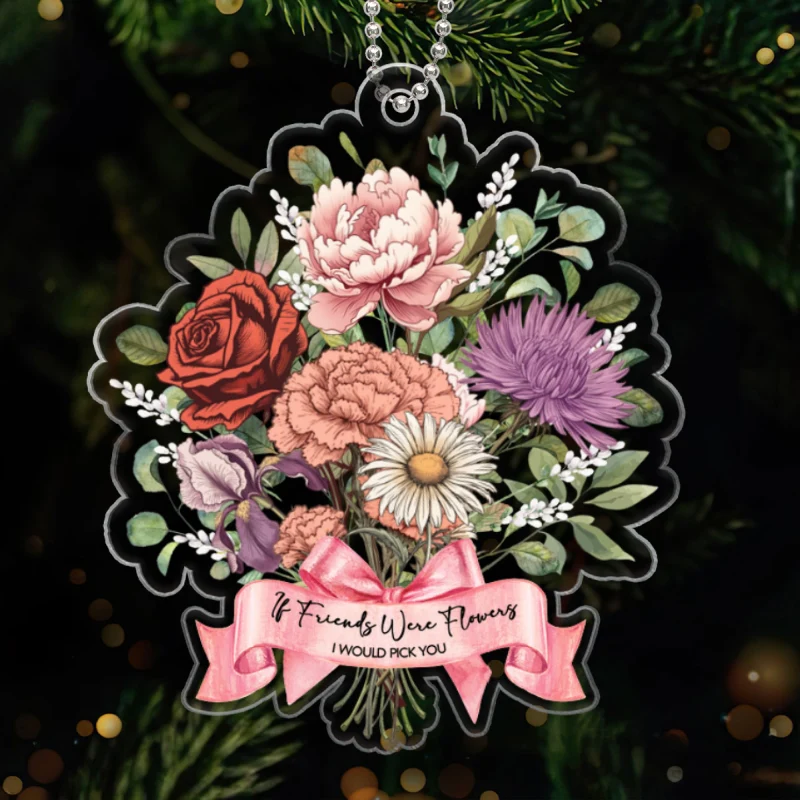 Birth Month Flower Bouquet Family Besties Personalized Acrylic Ornament, Christmas Decor - Image 7