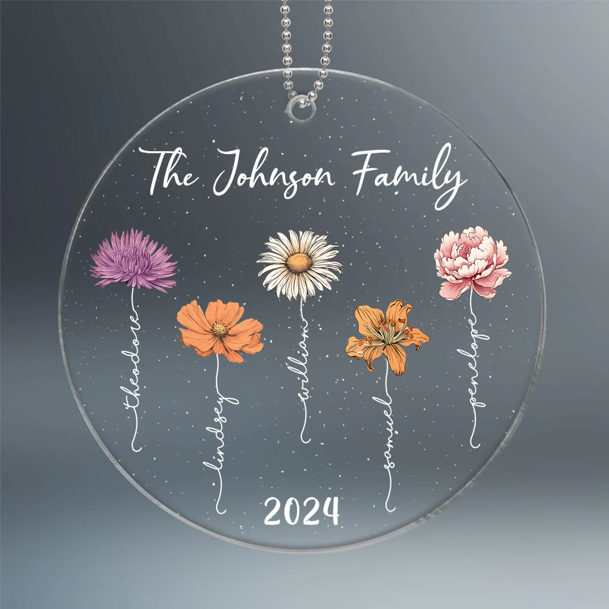 Birth Month Flower Christmas Family Personalized Acrylic Ornament - Image 2