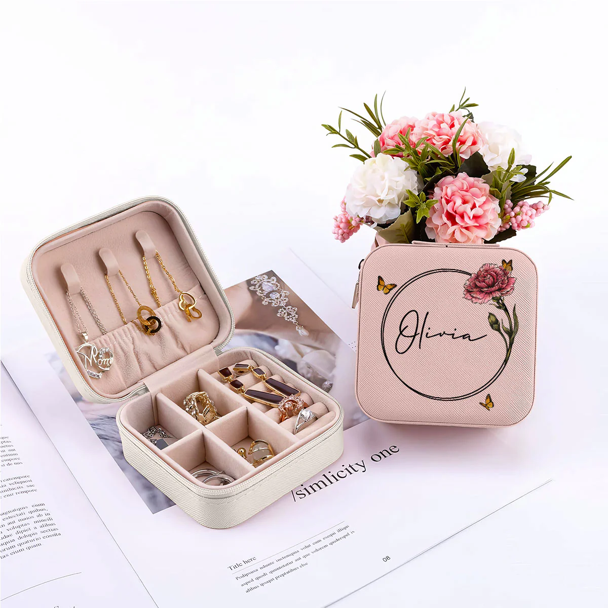 Birth Month Flower Custom Name Personalized Jewelry Box, Gift for Her, Gift For Friends, Mother's Day Birthday Gift - Image 5