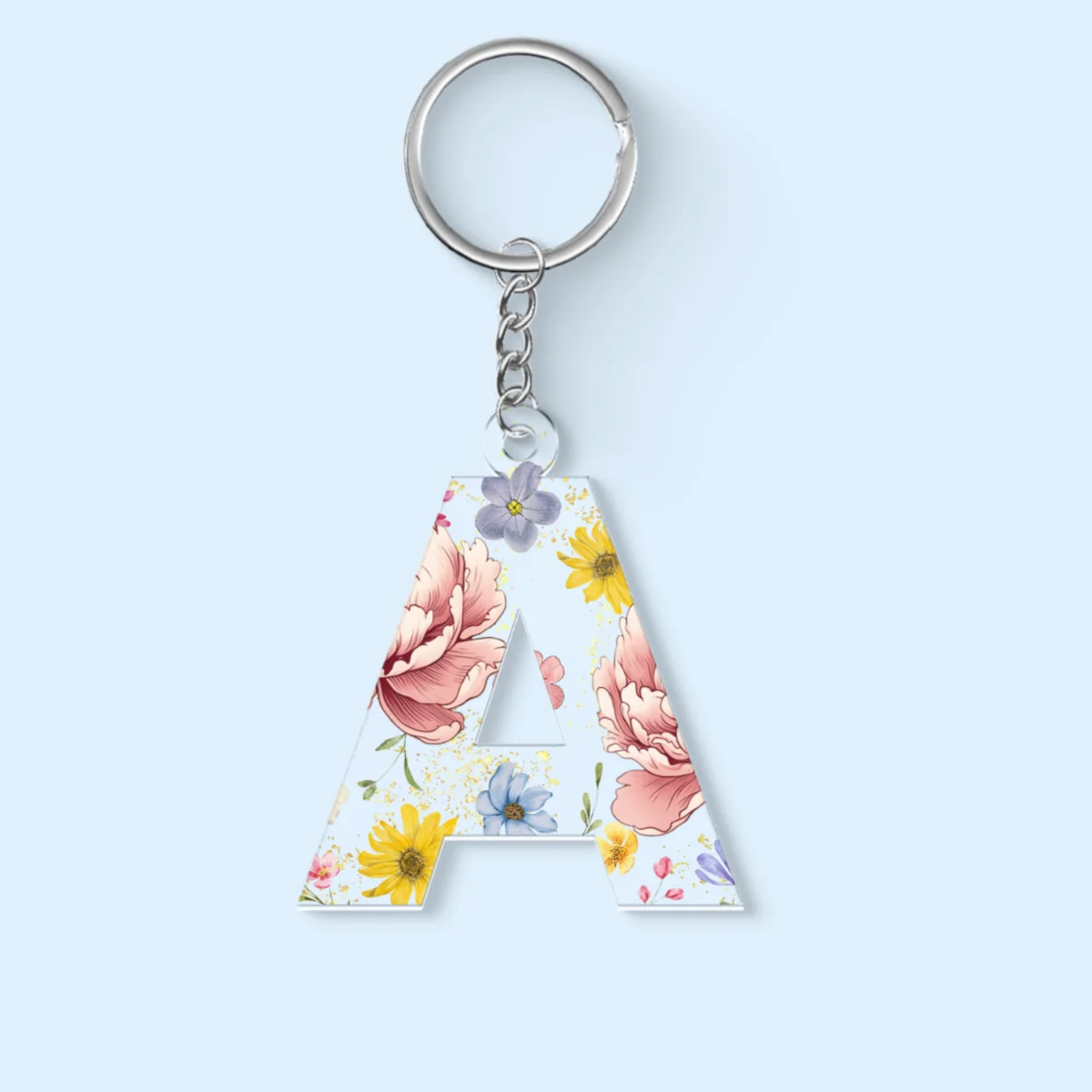Birth Month Flower Initial Letter Personalized Acrylic Keychain, Gift For Her - Image 7