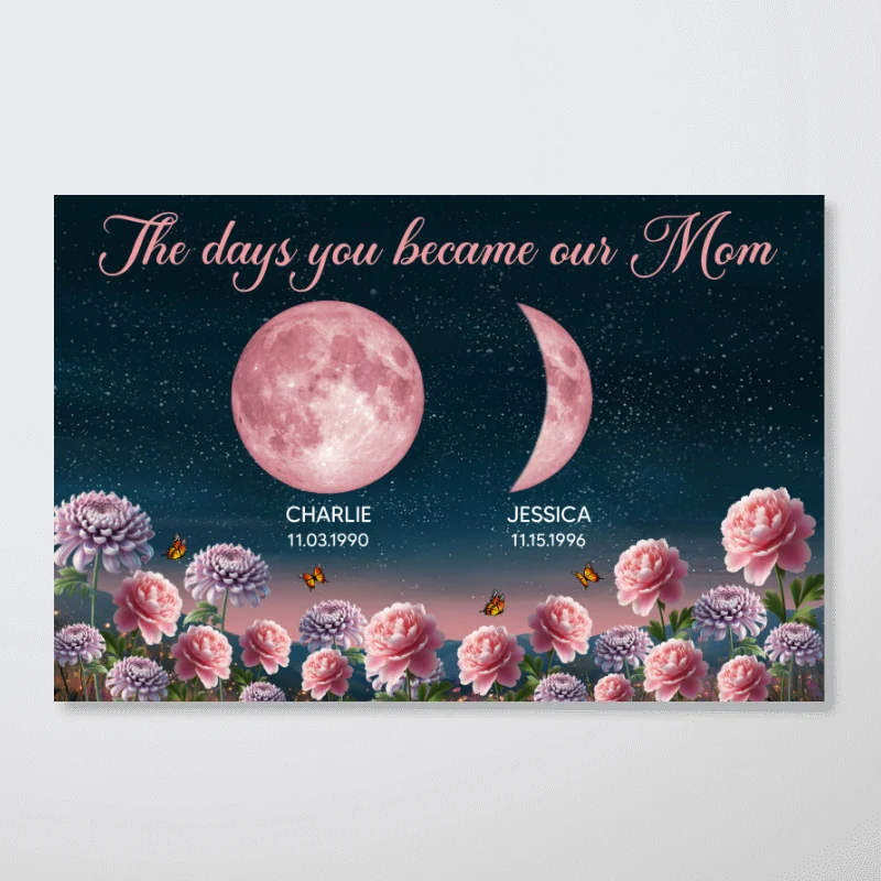 Birth Month Flowers The Day You Become Mum Grandma Custom Birth Moon Phase - Personalised Poster, Mother's Day Gift For Mum, Grandma - Image 17