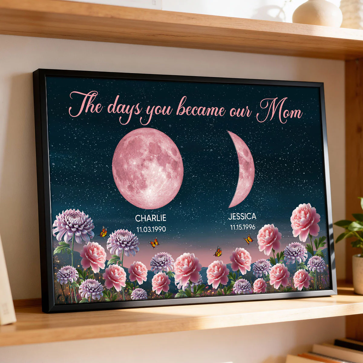 Birth Month Flowers The Day You Become Mum Grandma Custom Birth Moon Phase - Personalised Poster, Mother's Day Gift For Mum, Grandma - Image 7