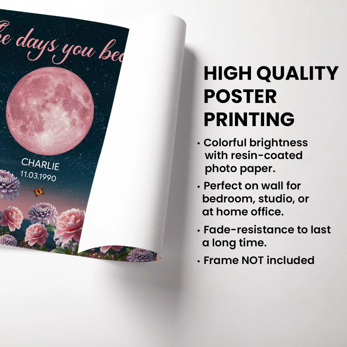 Birth Month Flowers The Day You Become Mum Grandma Custom Birth Moon Phase - Personalised Poster, Mother's Day Gift For Mum, Grandma - Image 9