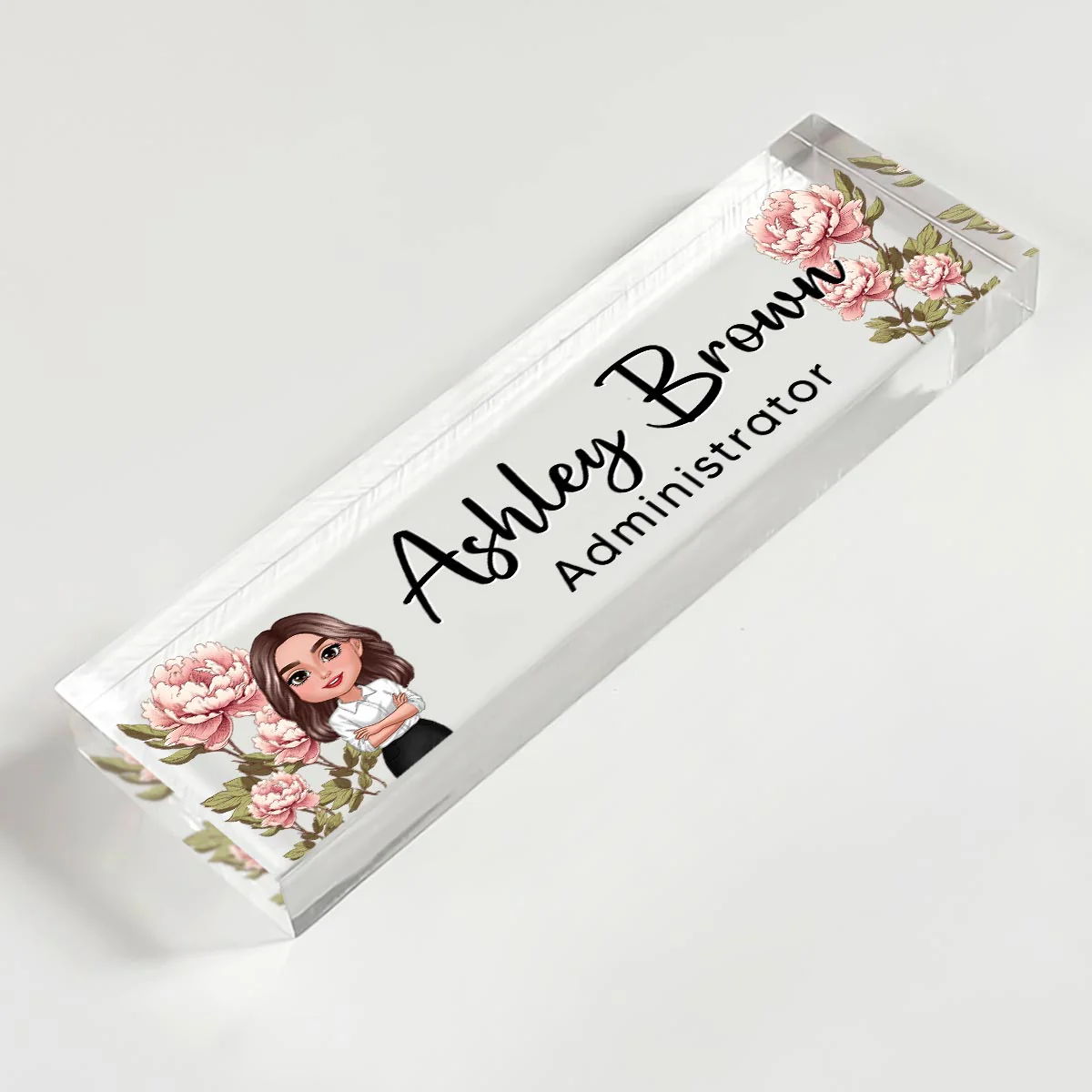 Birth Month Flowers Woman - Personalized Acrylic Desk Name Plate - Gift For Colleagues, Coworkers, Boss - Image 5