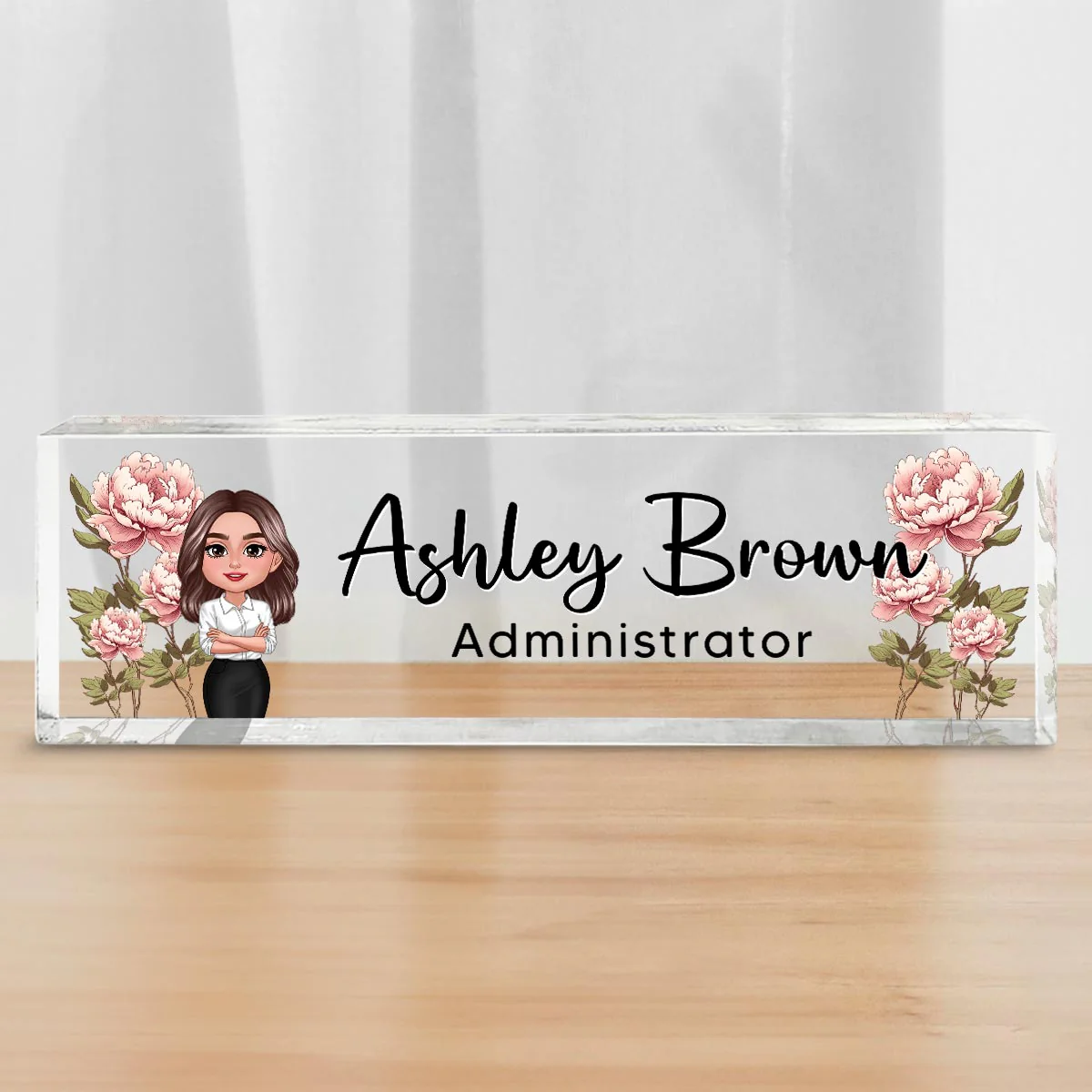 Birth Month Flowers Woman - Personalized Acrylic Desk Name Plate - Gift For Colleagues, Coworkers, Boss - Image 7