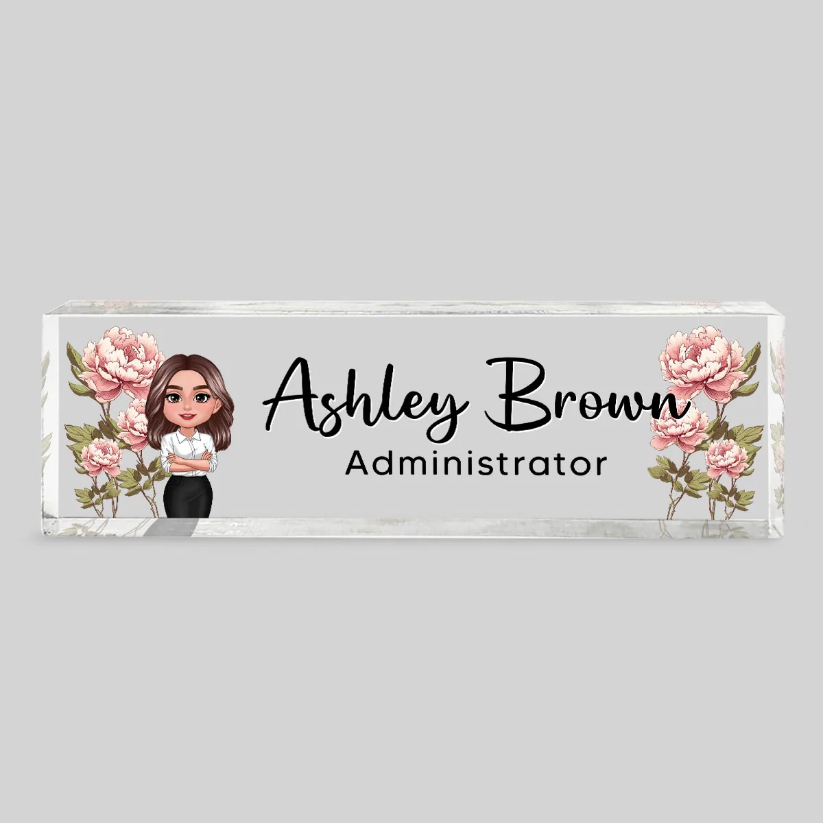 Birth Month Flowers Woman - Personalized Acrylic Desk Name Plate - Gift For Colleagues, Coworkers, Boss - Image 8