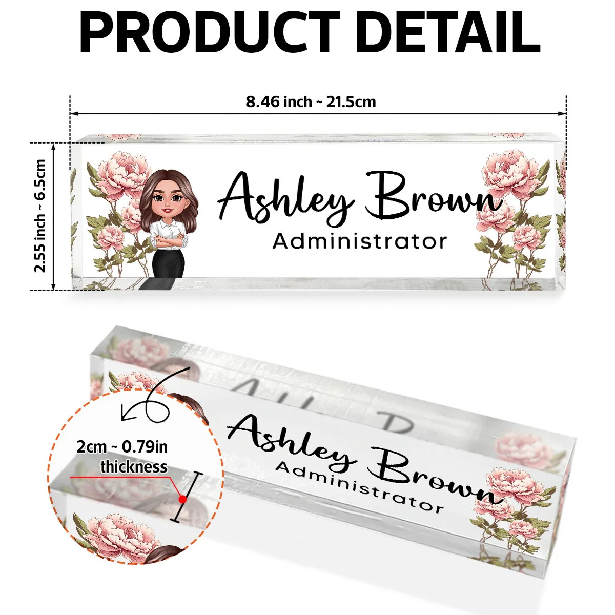Birth Month Flowers Woman - Personalized Acrylic Desk Name Plate - Gift For Colleagues, Coworkers, Boss - Image 9