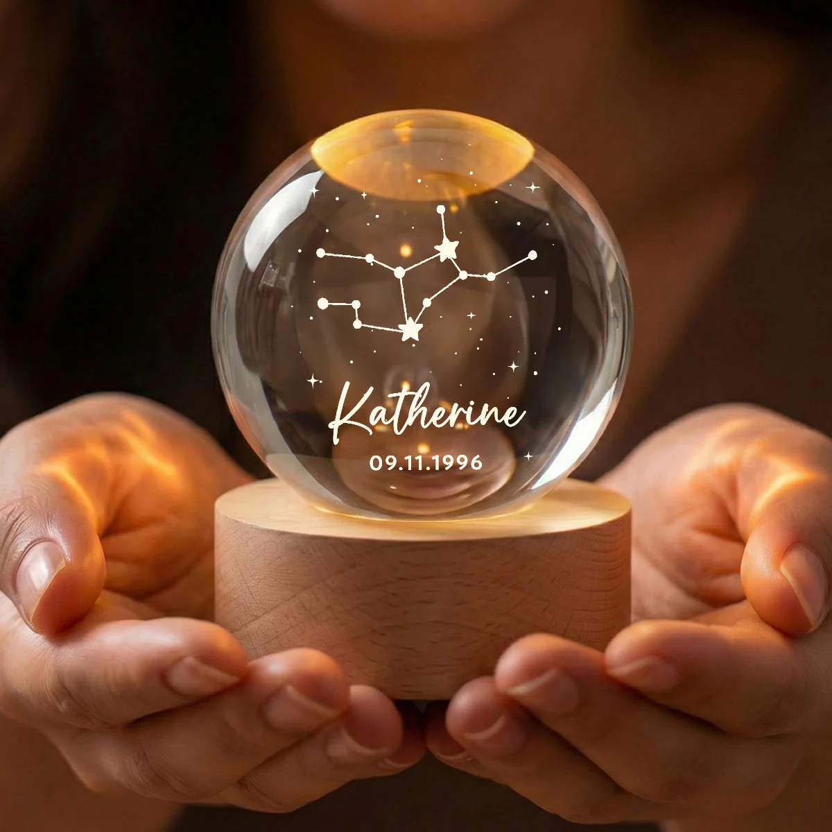 Birthday Zodiac Constellation Astrology Star Sign Art - Personalized Crystal Ball LED Night Light - Birthday Gift, Keepsake - Image 4
