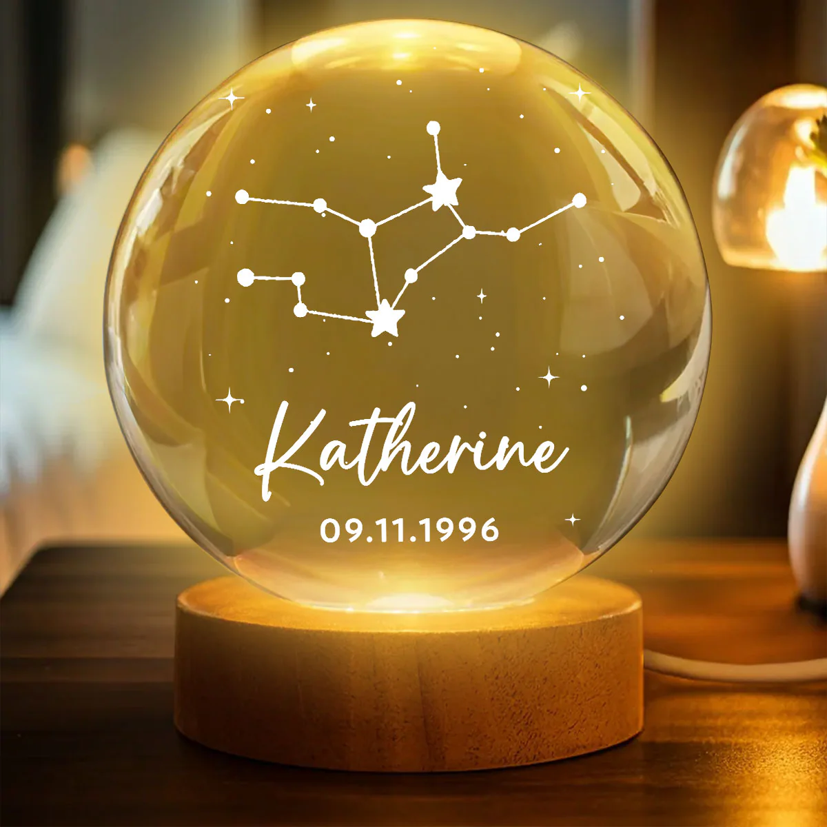 Birthday Zodiac Constellation Astrology Star Sign Art - Personalized Crystal Ball LED Night Light - Birthday Gift, Keepsake - Image 9