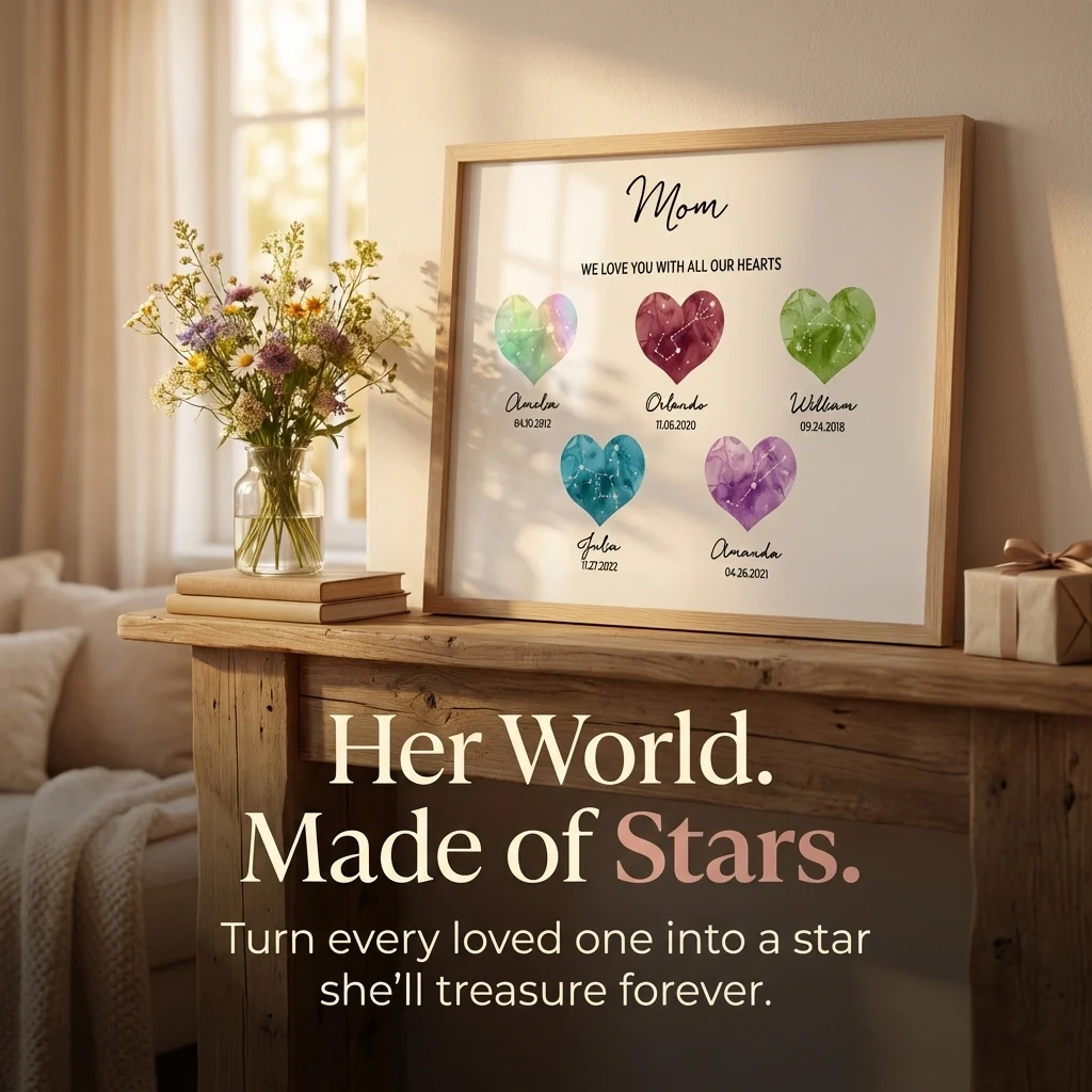 Birthstone Constellations Grandma Mom Personalized Poster, Valentine's Day Gift, Grandparents Day Gift, Gift for Her, Mom Gift, For Grandma