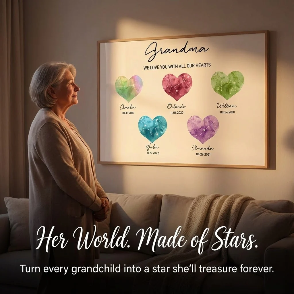 Birthstone Constellations Grandma Mom Personalized Poster, Valentine's Day Gift, Grandparents Day Gift, Gift for Her, Mom Gift, For Grandma - Image 5