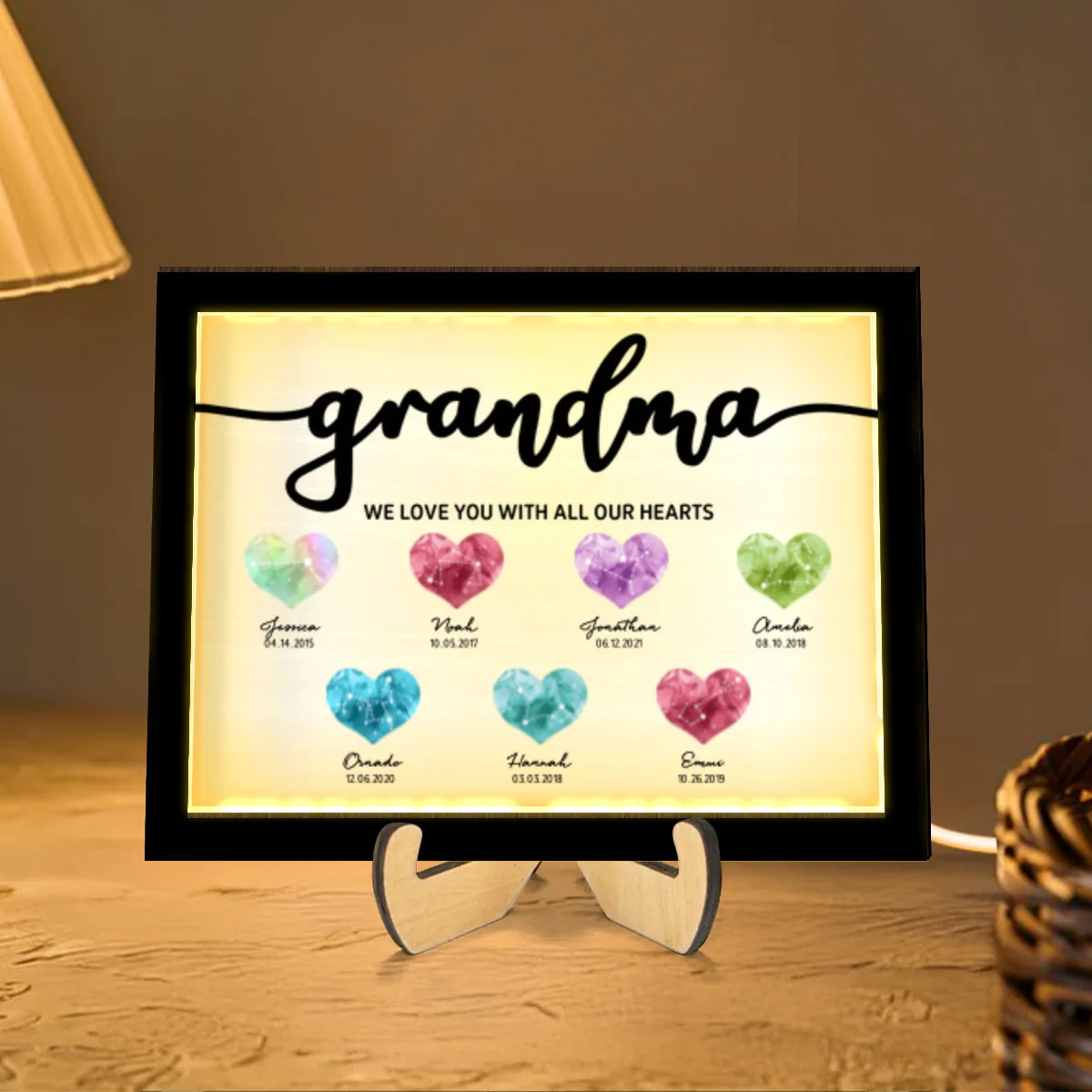 Birthstone Constellations Personalized 2-Layer Wooden Plaque With LED, Gift, Grandparents Day Gift, Gift for Her, Mom Gift, For Grandma - Image 7