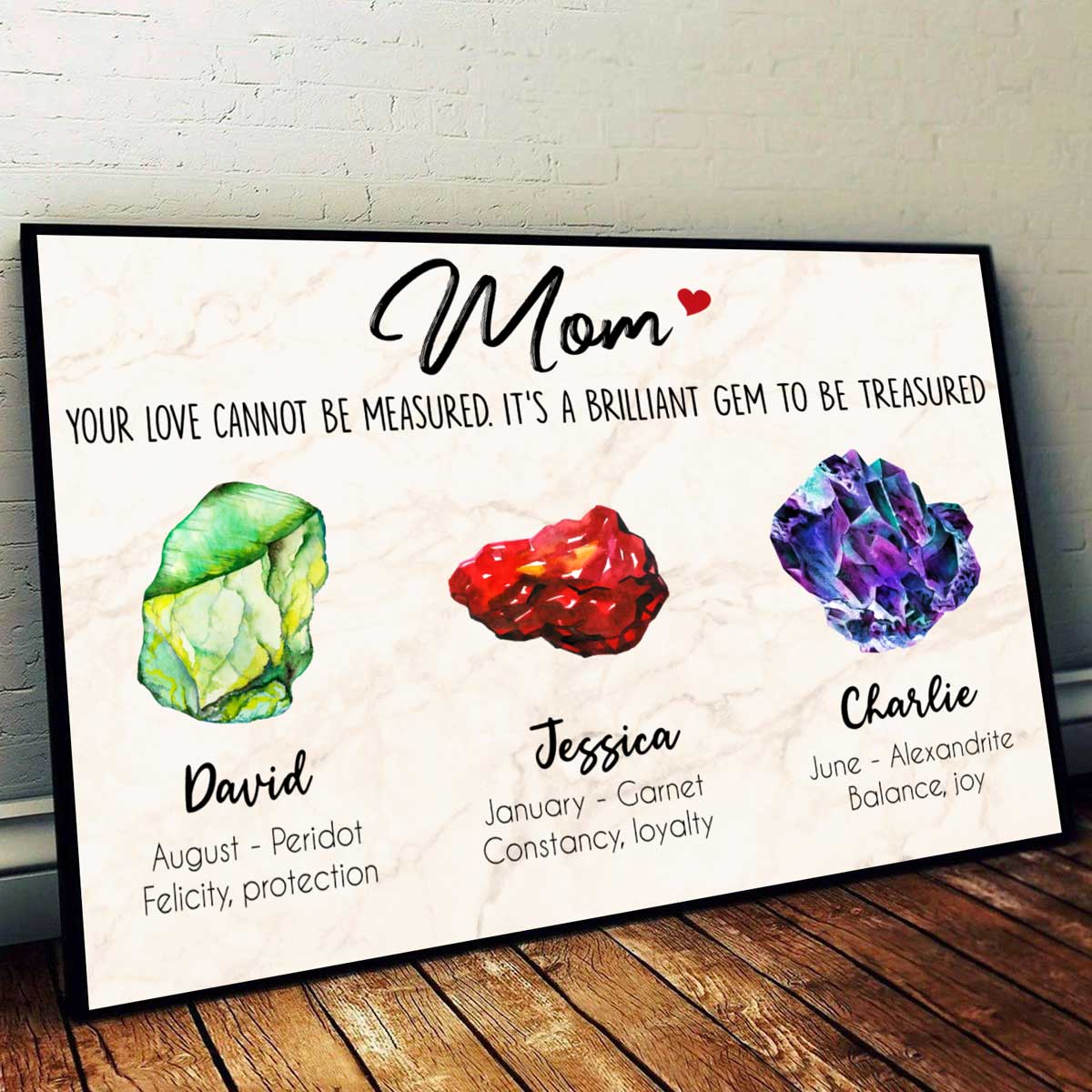 Birthstones Gemstones Family Gift For Mom Personalized Poster - Image 2