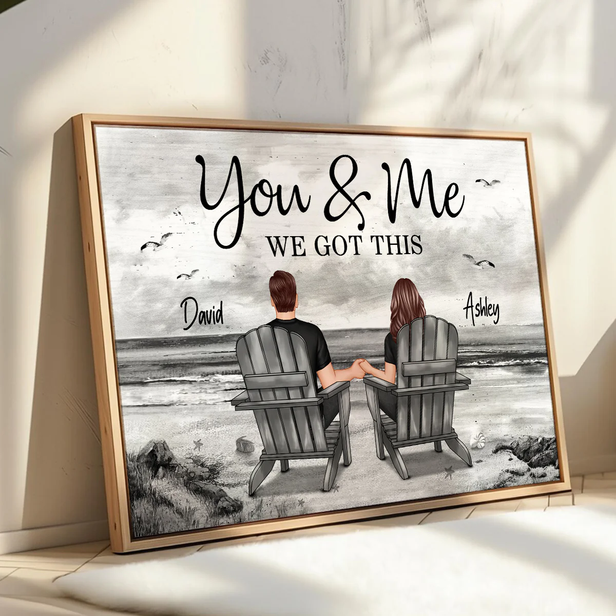 You And Me Eternal Love Beach Landscape Monochrome Personalized Poster, Heartfelt Gift For Him, For Her, Husband, Wife - Image 4