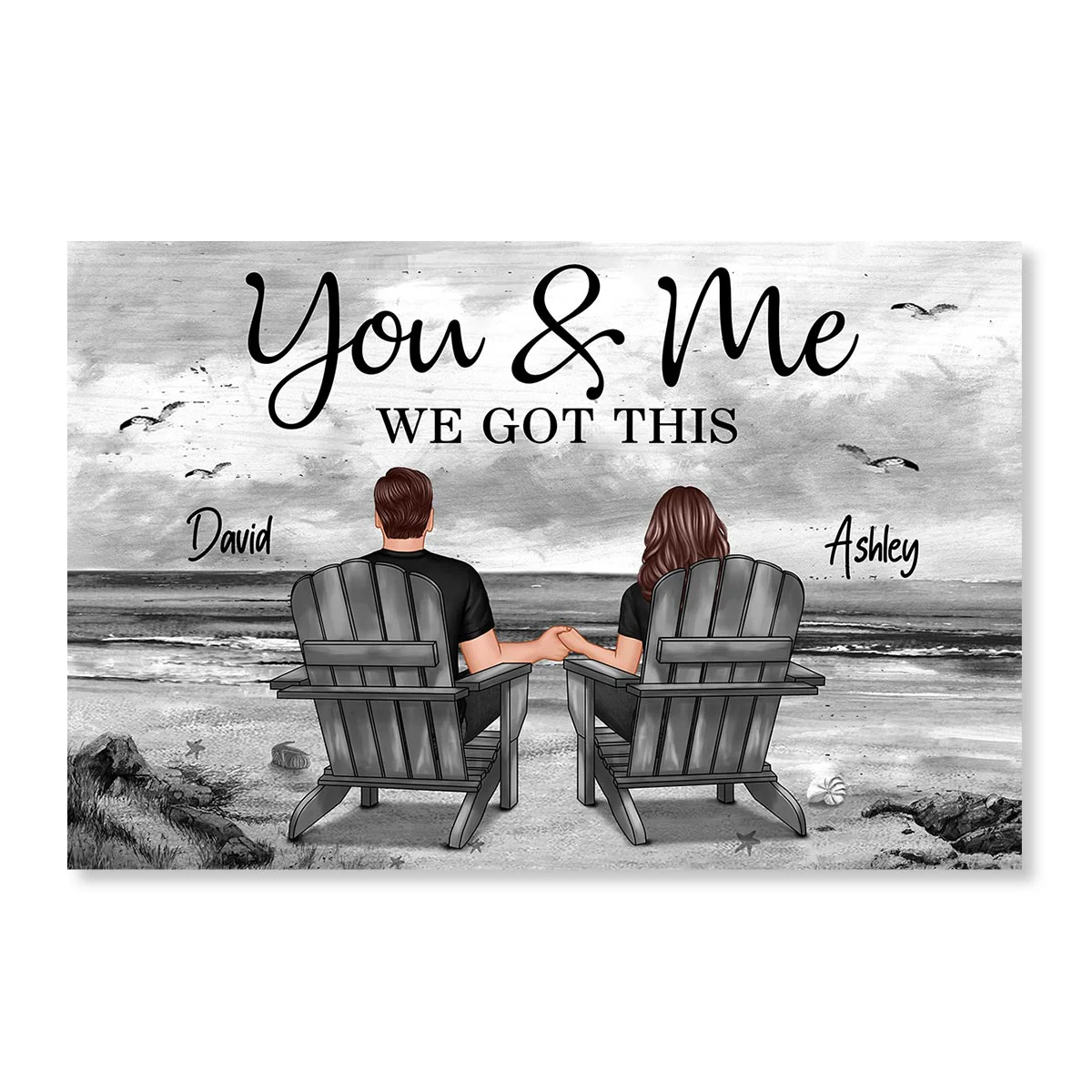 You And Me Eternal Love Beach Landscape Monochrome Personalized Poster, Heartfelt Gift For Him, For Her, Husband, Wife - Image 7