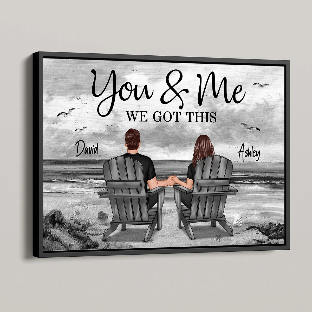 You And Me Eternal Love Beach Landscape Monochrome Personalized Poster, Heartfelt Gift For Him, For Her, Husband, Wife - Image 8
