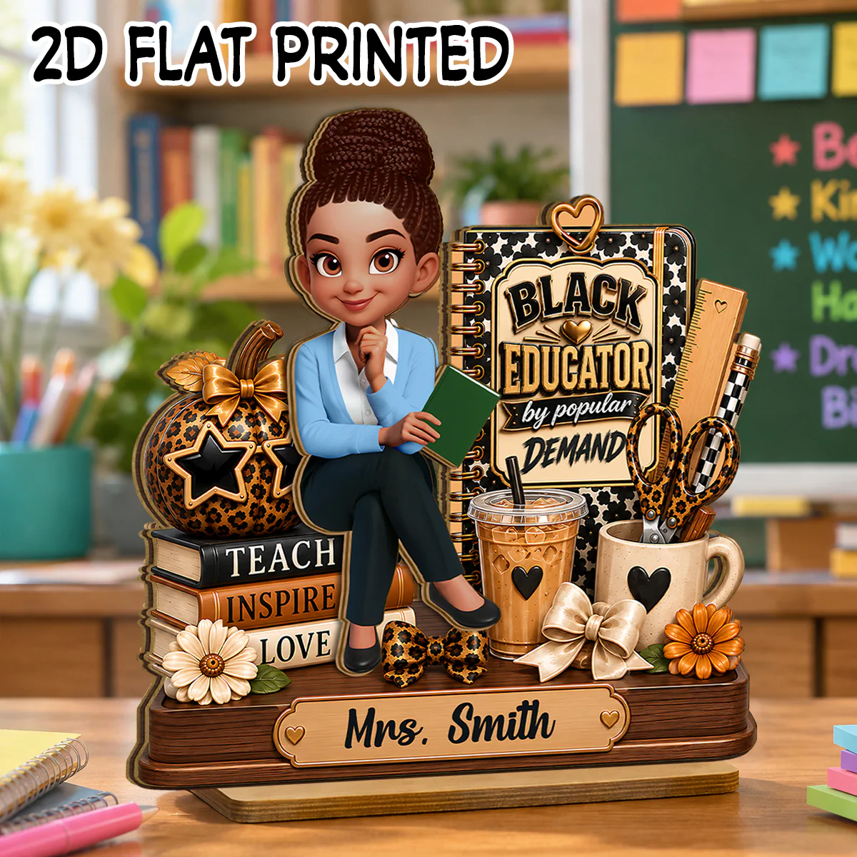 Black Educator by Popular Demand - Personalized 2-Layered Wooden Plaque - Back to School Gift for Teacher - Image 2