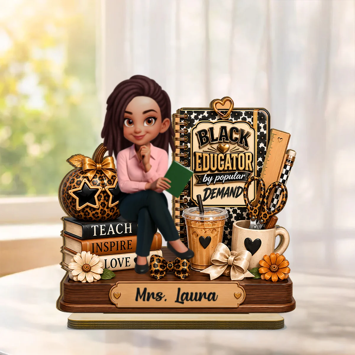Black Educator by Popular Demand - Personalized 2-Layered Wooden Plaque - Back to School Gift for Teacher - Image 9