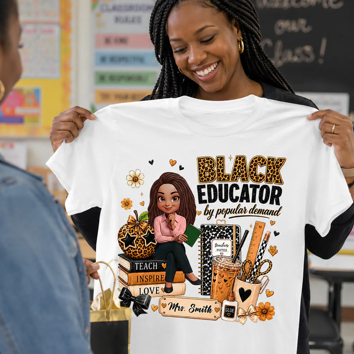Black Educator by Popular Demand - Personalized Shirt - Back to School Gift for Teacher - Image 3