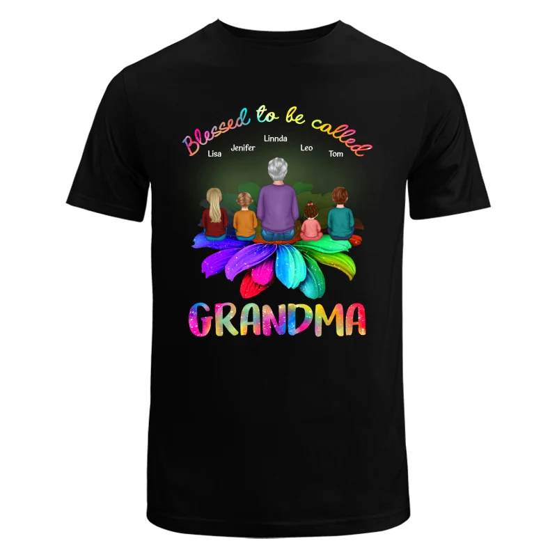 Blessed Grandma Sitting On Flower Personalized Shirt - Image 5