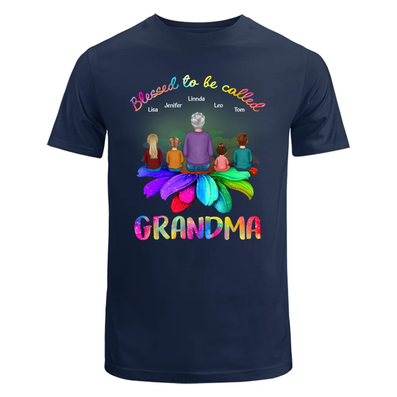Blessed Grandma Sitting On Flower Personalized Shirt - Image 6