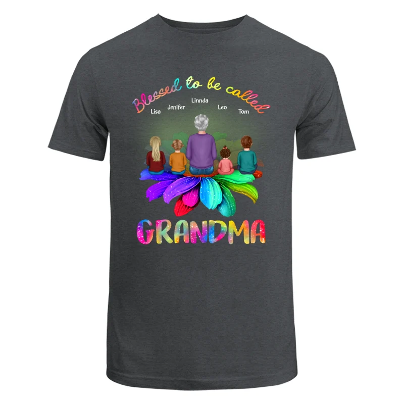 Blessed Grandma Sitting On Flower Personalized Shirt - Image 7