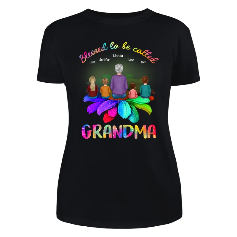 Blessed Grandma Sitting On Flower Personalized Shirt - Image 8
