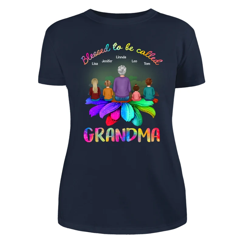 Blessed Grandma Sitting On Flower Personalized Shirt - Image 9