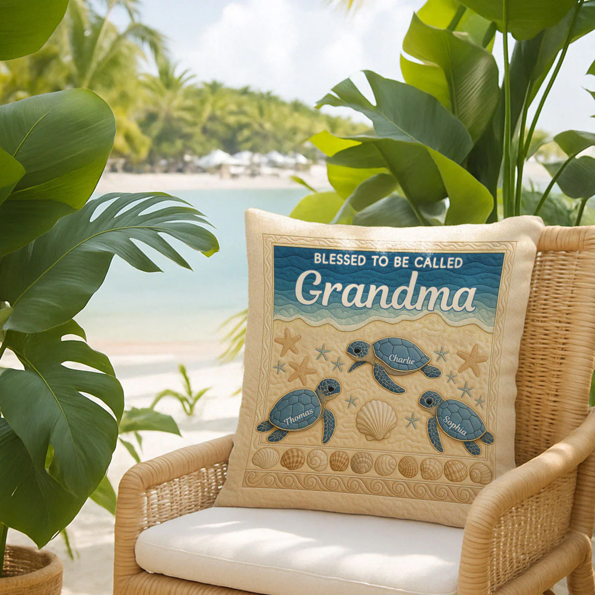 Blessed To Be Called Grandma 3D Effect Turtles Personalized Pillow, Heartfelt Gift For Grandma - Image 2