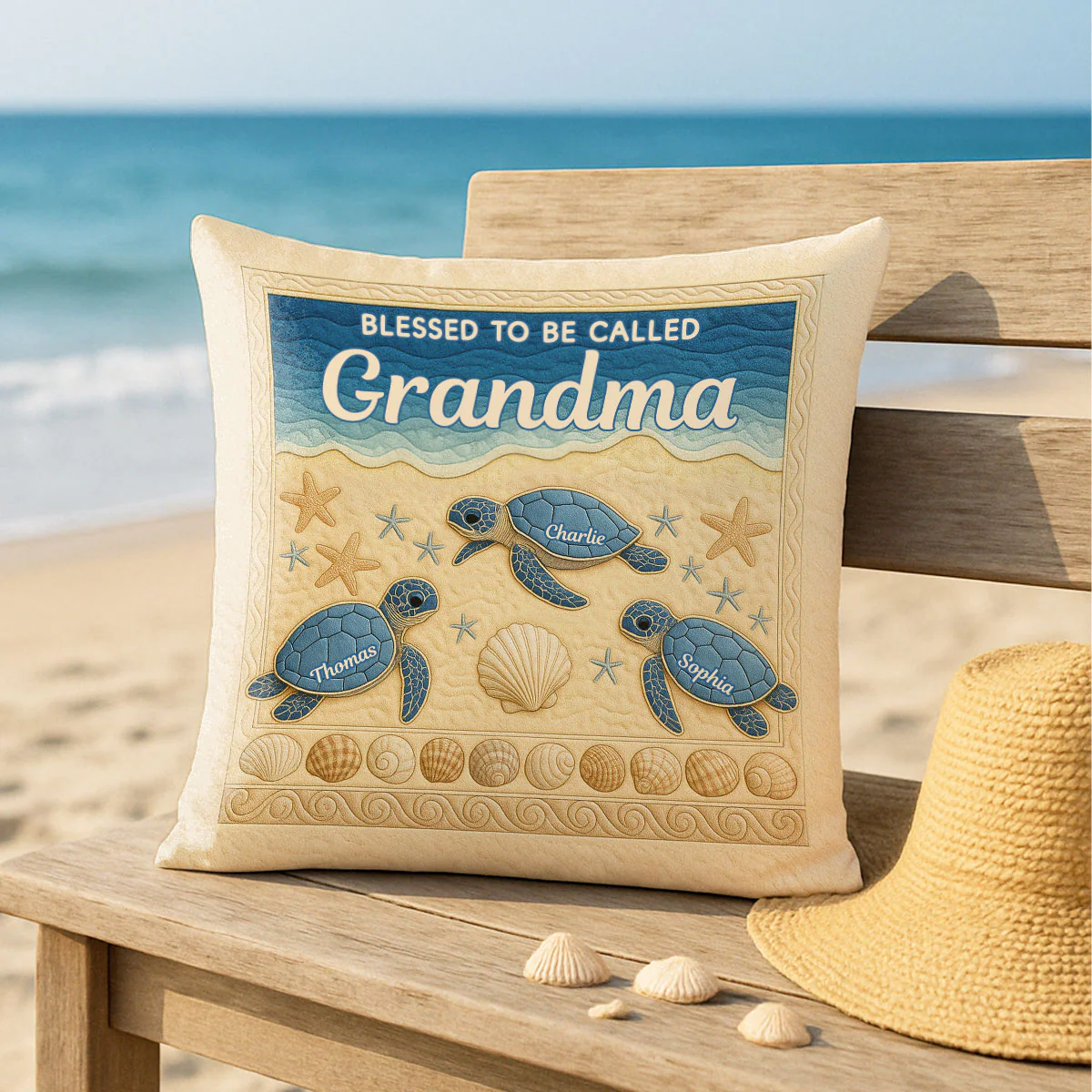 Blessed To Be Called Grandma 3D Effect Turtles Personalized Pillow, Heartfelt Gift For Grandma - Image 3