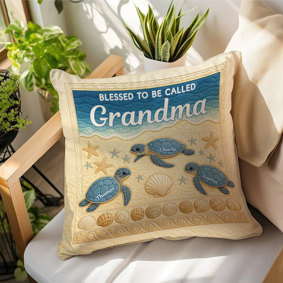 Blessed To Be Called Grandma 3D Effect Turtles Personalized Pillow, Heartfelt Gift For Grandma - Image 4