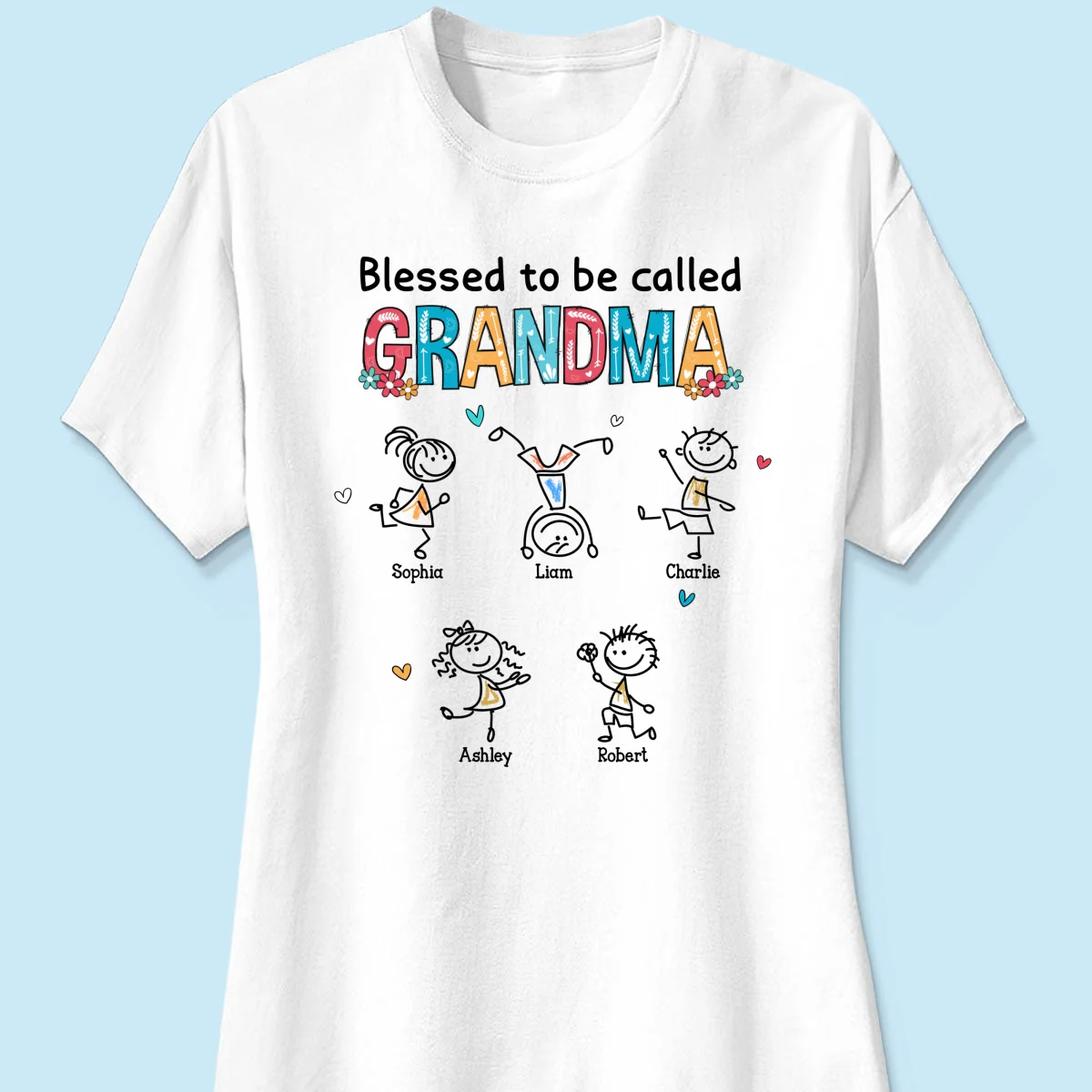 Blessed To Be Called Grandma Colorful Drawing Personalized Shirt - Image 11